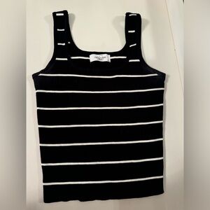 Carly Jean Los Angeles black and white stripe sweater tee m/l
